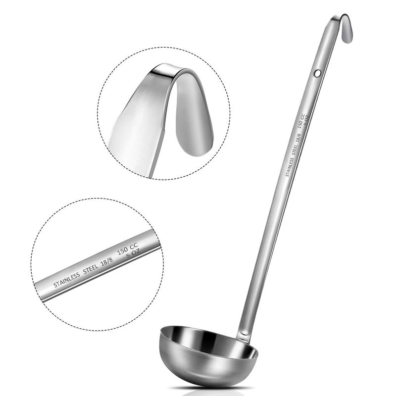meekoo 3 Pieces Stainless Steel Ladle Soup Handle Ladle with Pouring Rim for Kitchen Cooking Soup Sauce(5 oz) - Image 3